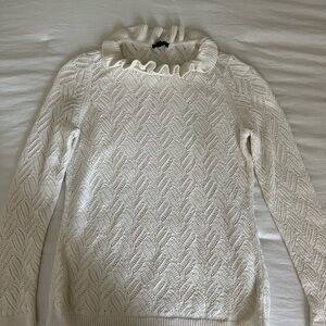 Talbots White Cowl Neck Cable Knit Sweater
